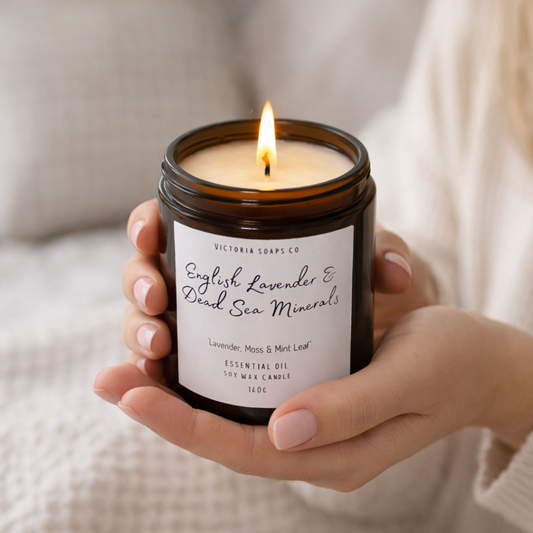 English Lavender & Dead Sea Minerals Essential Oil Wellbeing Soy Wax Candle 160g