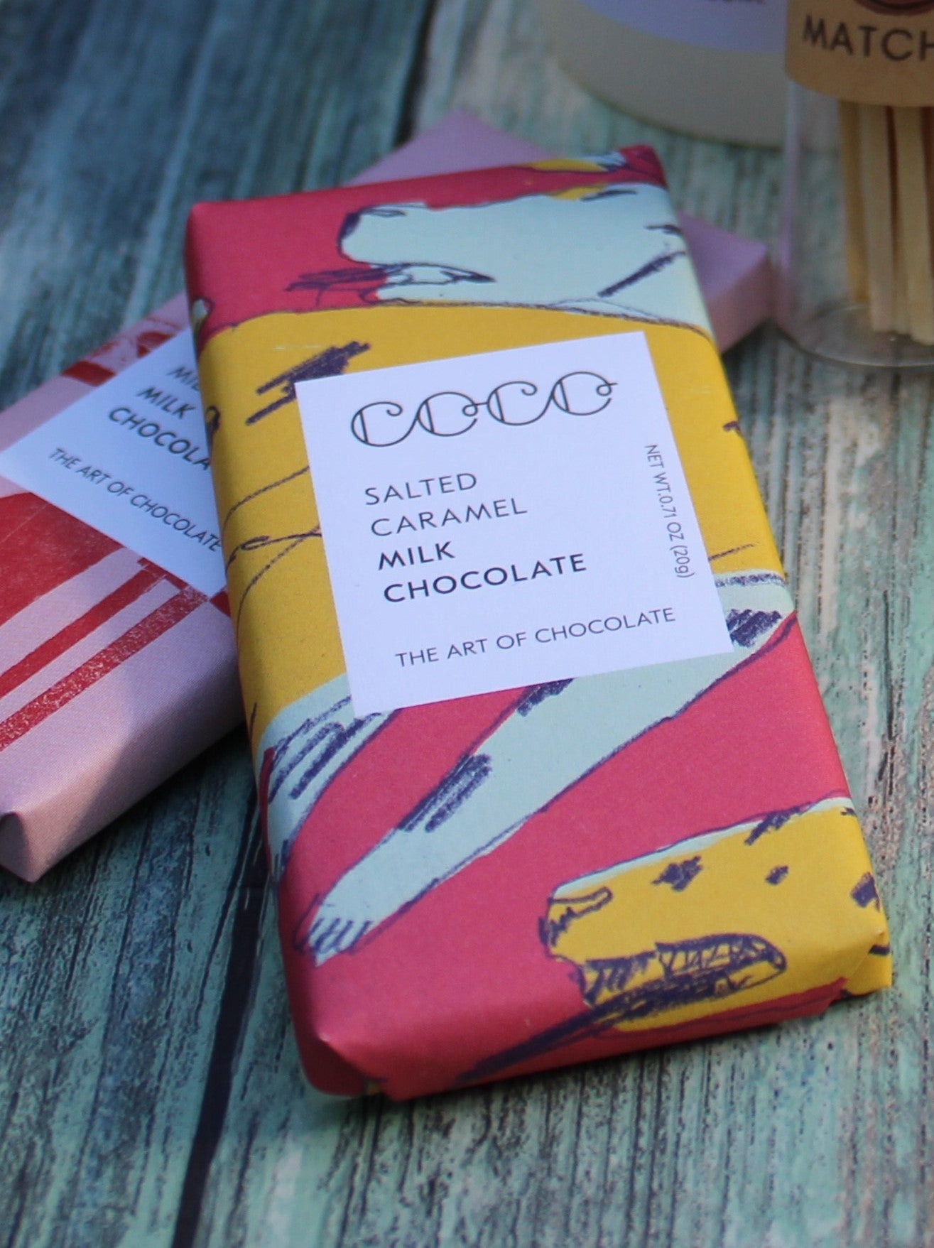 Victoria Soaps Candle Gift Box Set with Bottle of Matches and Mini Artisan Chocolate Bar. Handmade.